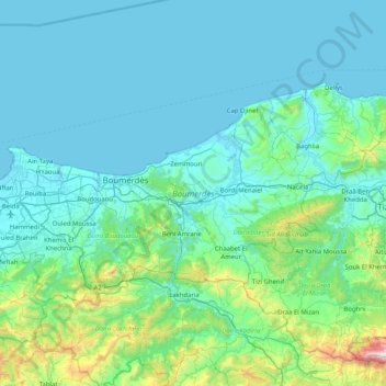 Boumerdes topographic map, elevation, terrain