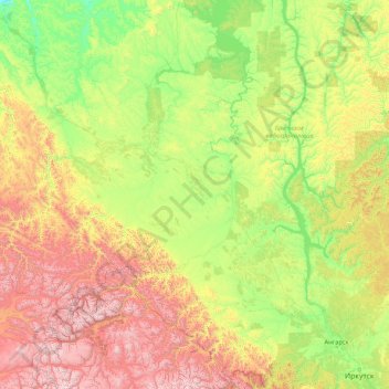 Oka River topographic map, elevation, terrain