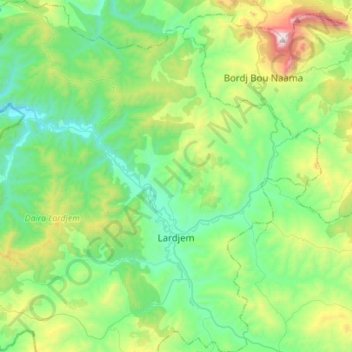 Lardjem topographic map, elevation, terrain