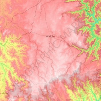 Walcha topographic map, elevation, terrain