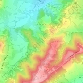 Villemur topographic map, elevation, terrain