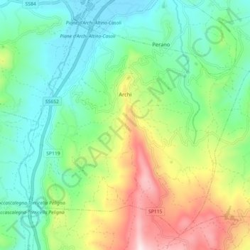 Archi topographic map, elevation, terrain