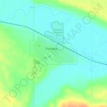 Ponteix topographic map, elevation, terrain