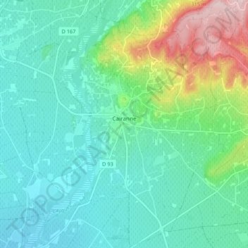 Cairanne topographic map, elevation, terrain