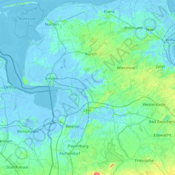 Leer (arrondissement) topographic map, elevation, terrain