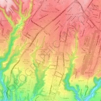 Zone 12 topographic map, elevation, terrain