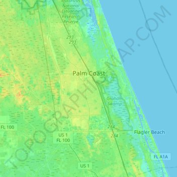 Palm Coast topographic map, elevation, terrain