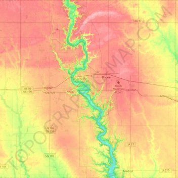 Boone County topographic map, elevation, terrain