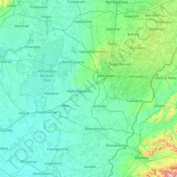 Hajdú-Bihar topographic map, elevation, terrain