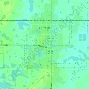 Forman topographic map, elevation, terrain