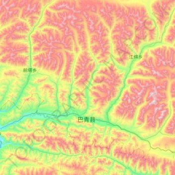 Lhashé topographic map, elevation, terrain