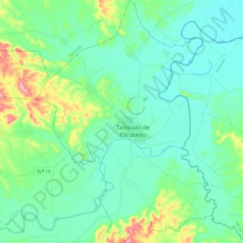 Tanquián de Escobedo topographic map, elevation, terrain