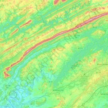 Grainger County topographic map, elevation, terrain