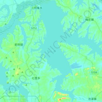 军山湖 topographic map, elevation, terrain