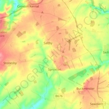 Sproxton topographic map, elevation, terrain