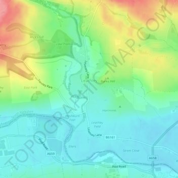 Leathley topographic map, elevation, terrain