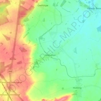 Kinoulton topographic map, elevation, terrain