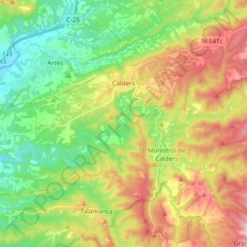 Calders topographic map, elevation, terrain
