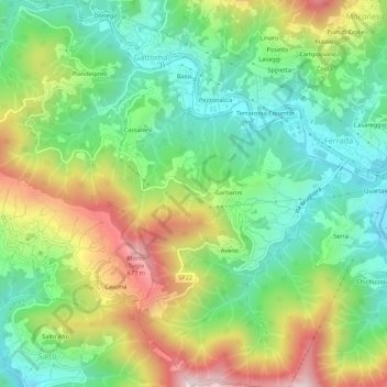 Tribogna topographic map, elevation, terrain