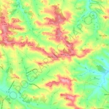 Mas-d'Auvignon topographic map, elevation, terrain