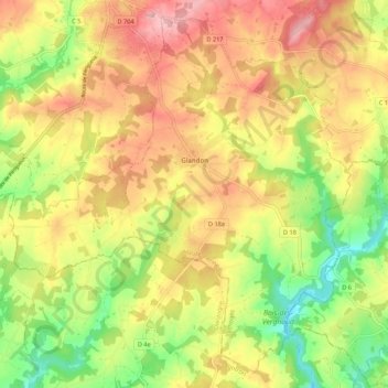 Glandon topographic map, elevation, terrain