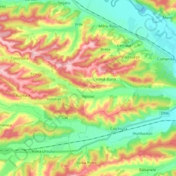 Voloiac topographic map, elevation, terrain