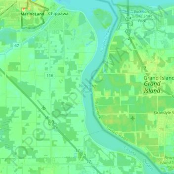 Niagara River topographic map, elevation, terrain