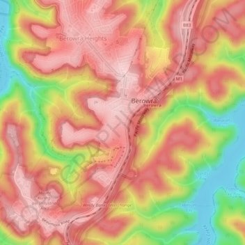 Berowra topographic map, elevation, terrain