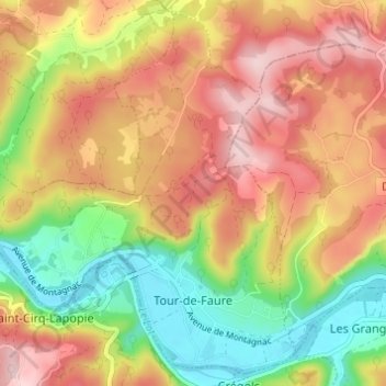Tour-de-Faure topographic map, elevation, terrain