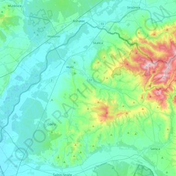 okres Skalica topographic map, elevation, terrain