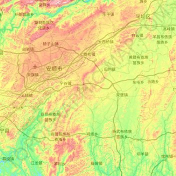 Xixiu District topographic map, elevation, terrain