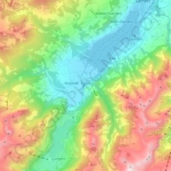 Giswil topographic map, elevation, terrain