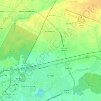 Ghiroda topographic map, elevation, terrain