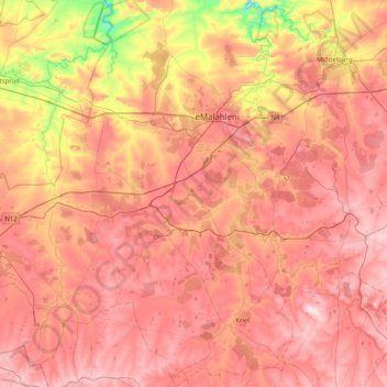 Emalahleni Local Municipality topographic map, elevation, terrain