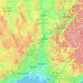Le Rhône topographic map, elevation, terrain