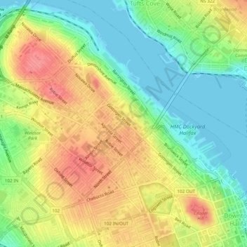 North End topographic map, elevation, terrain