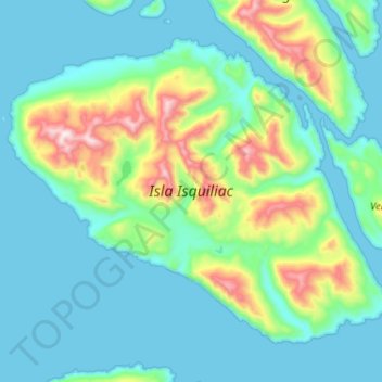 Isla Isquiliac topographic map, elevation, terrain