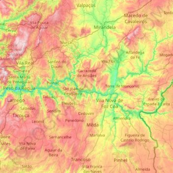 Douro topographic map, elevation, terrain