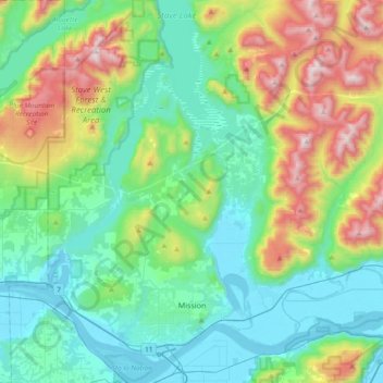 Mission topographic map, elevation, terrain