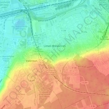 Limeil-Brévannes topographic map, elevation, terrain