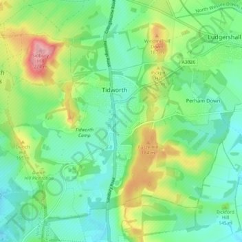 Tidworth topographic map, elevation, terrain