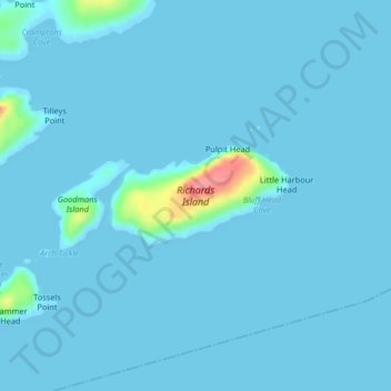 Richards Island topographic map, elevation, terrain