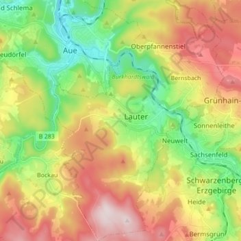 Lauter-Bernsbach topographic map, elevation, terrain