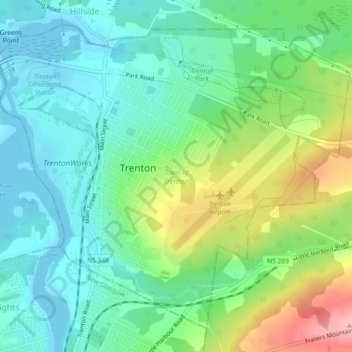 Town of Trenton topographic map, elevation, terrain