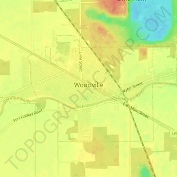 Woodville topographic map, elevation, terrain