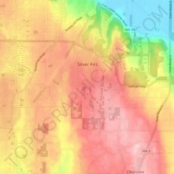 Silver Firs topographic map, elevation, terrain