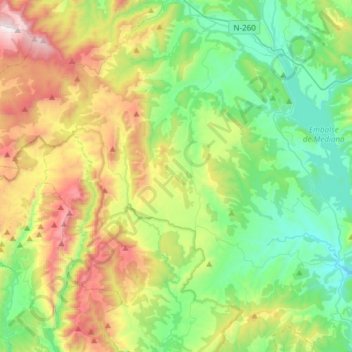 Aínsa-Sobrarbe topographic map, elevation, terrain