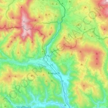 Friesach topographic map, elevation, terrain