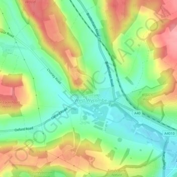 West Wycombe topographic map, elevation, terrain