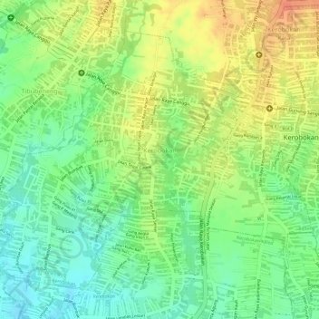 Kerobokan topographic map, elevation, terrain
